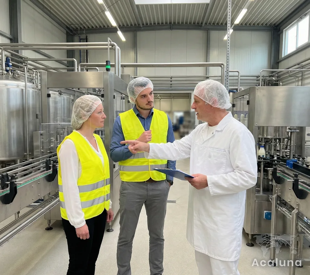 Acaluna im Gespräch mit Ausbildungsverantwortlichen in einem Produktionsbetrieb