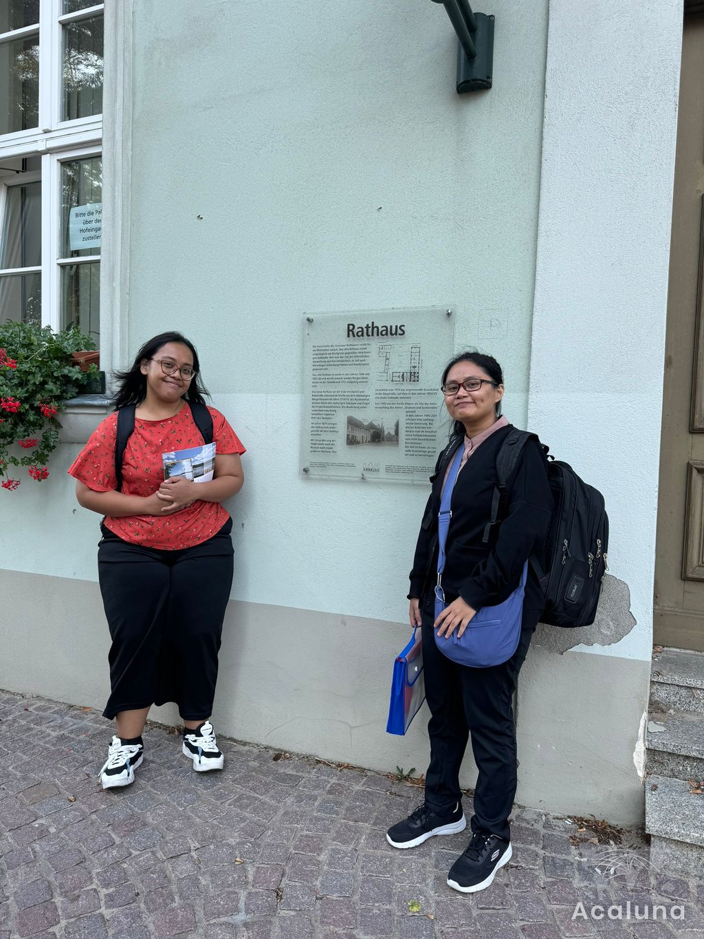 Apprentices outside a town hall in Germany